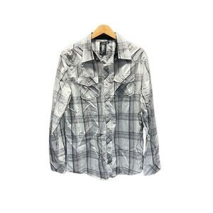 Current Black and White Plaid Pearl Button Western Extra Large (XL)